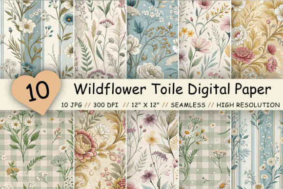 Download Wildflower Toile Digital Paper Pack - Premium Resources