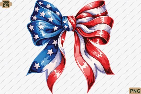 Download Hand Painted Patriotic Coquette Bow PNG - Hand Collection
