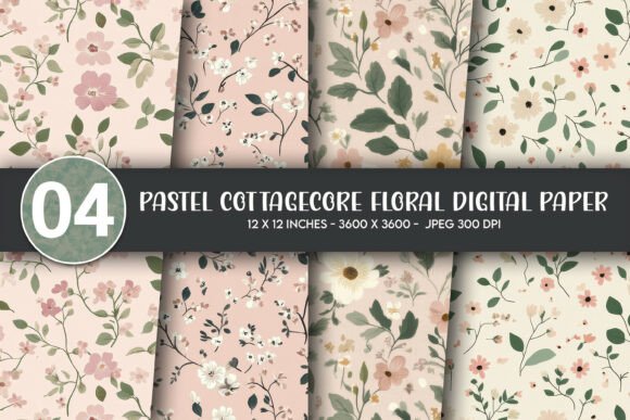 Download Pastel Cottagecore Floral Digital Paper - Paper Collection