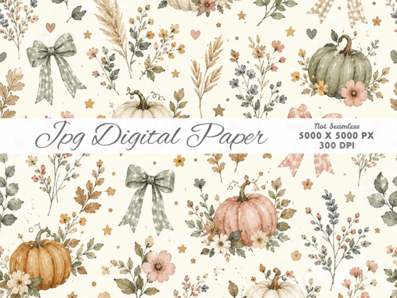 Download Pastel Pumpkin Bow Pattern Digital Paper - Paper Collection