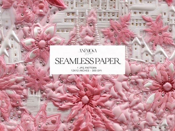 Download Pink Poinsettia Embroidery Pattern Paper - Paper Collection