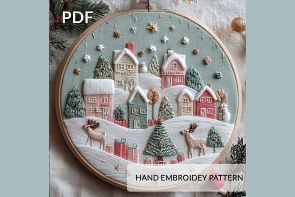 Download Christmas Village Embroidery Pattern PDF - Embroidery pattern Collection