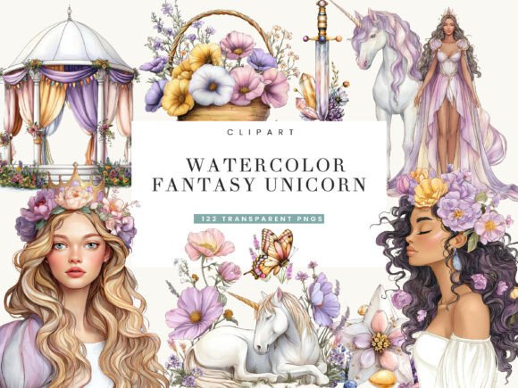 Download Watercolor Fantasy Unicorn Clipart - Unicorn Collection