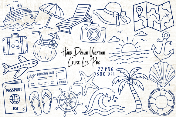 Download Hand Drawn Vacation Cruise Life PNG - Hand Collection