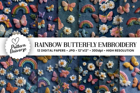 Download Rainbow Butterfly Embroidery Pattern - Embroidery pattern Collection