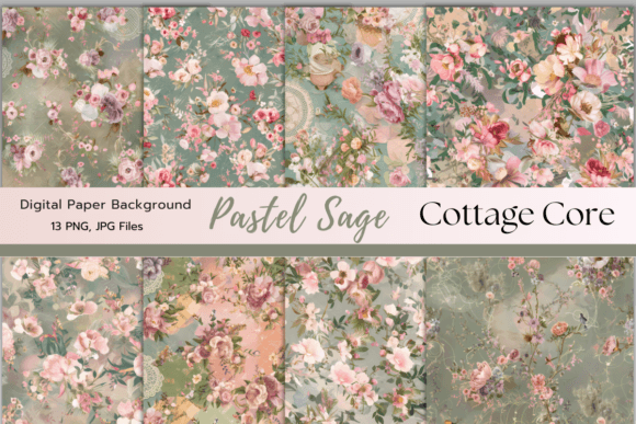 Download Pastel Sage Cottage Core Digital Paper - Paper Collection