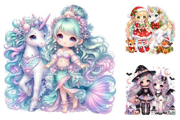 Download Cute Chibi Girl Unicorn Seasonal Clipart - Unicorn Collection